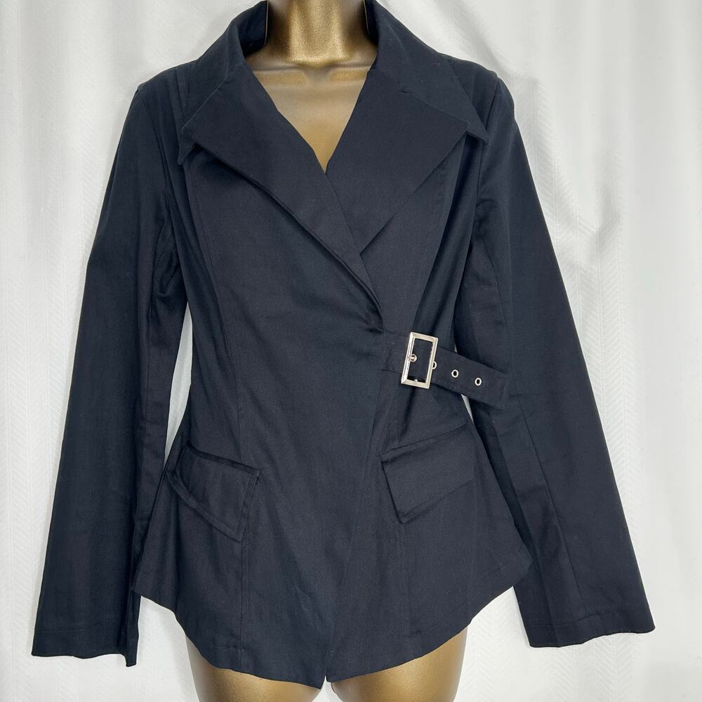 Body Line black wrap blouse blazer open lace up back gothic grunge edgy small